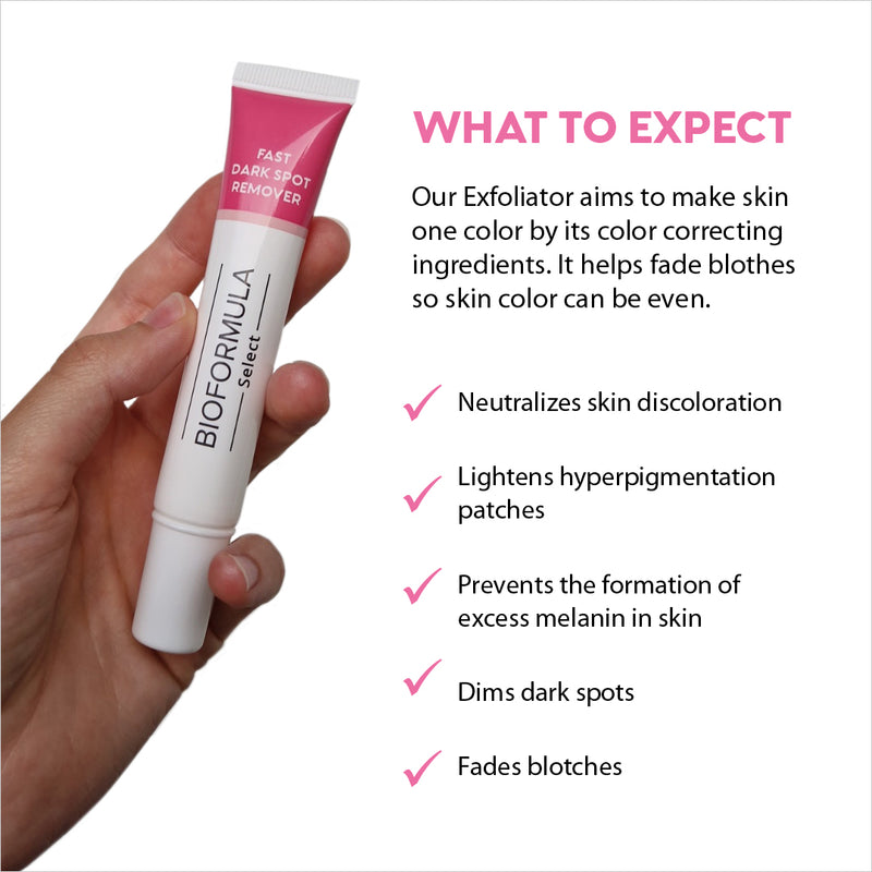 Fast Dark Spot Remover / Color Correction Fade Exfoliator, Safe Home Treatment for Hyperpigmentation & Melasma, Hydroquinone Maximum Strength